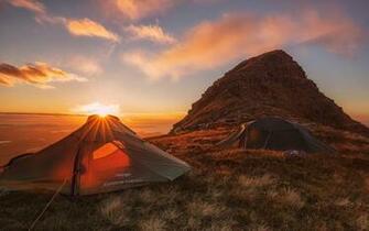 Campsite At Sunset HD Wallpaper Background Image