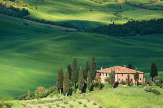 Hill Green Field Tree House Italy Photography Tuscany HD Wallpaper