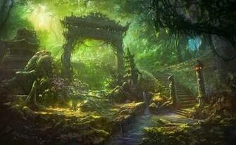 Temple Trees Forest Jungle Landscapes Decay Ruins Wallpaper Background