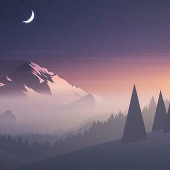 Mountains Moon Trees Minimal iPad Pro Retina Display