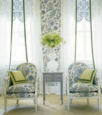 Thibaut S Jacobean Trail Wallpaper Printed Fabric In Blue