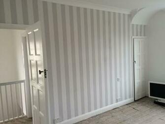 Grey Stripe Wallpaper Lille By Laura Ashley Bedroom K Wood