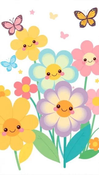 Kawaii Flowers Wallpaper