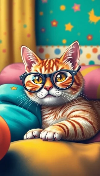 Cat Wearing Glasses Wallpaper