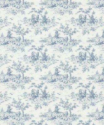 Wallpaper By The Yard Blue White French Countryside Toile Farm Country