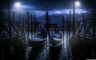 Gondolas In Venice At Night 4k HD Desktop Wallpaper For