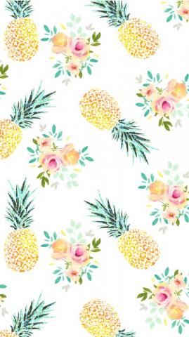 iPhone Wallpaper Background Cute Yellow Pineapple Summer Floral
