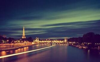 France Paris River Light Night Eiffel Tower Wallpaper