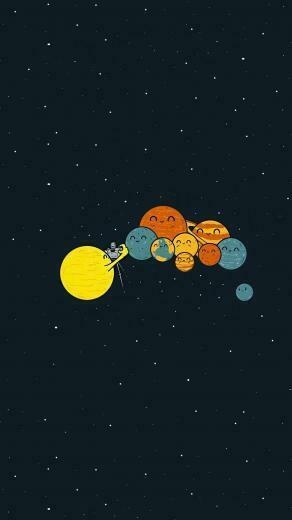 Planets Cute Illustration Space Art Android Wallpaper HD