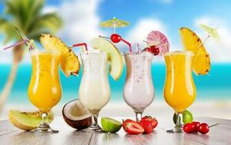 Summer Cocktail Fresh Fruit Juice On Beach HD Wallpaper Rocks