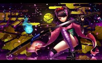 Oboro Muramasa Black Hair Headdress Japanese Clothes Katana