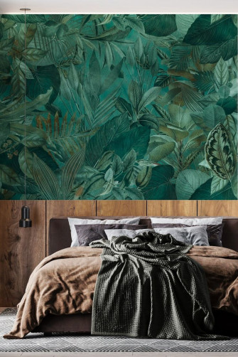 Tropical Jungle Vibe Emerald Green Wallpaper Happywall