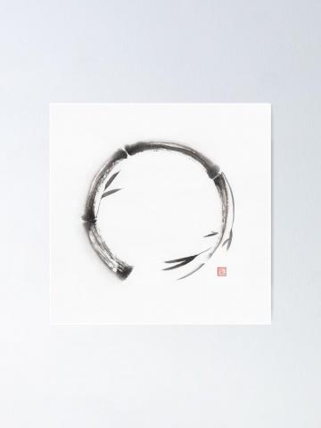 Bamboo Stalk In A Shape Of Enso Circle Conceptual Zen Sumi E