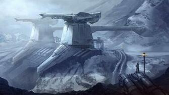 Futuristic Building In The Mountains Wallpaper