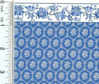 Dollhouse Wallpaper Cottage Jacobean In Blue By Itsy Bitsy Mini