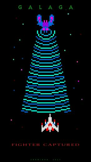 Galaga Fighter Captured iPhone Wallpaper Gaming
