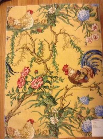 French Country Rooster Fabric Hand Printed By Frenchcountrygirl
