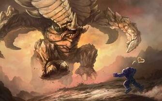 Starcraft Marine And Ultralisk Digital Wallpaper