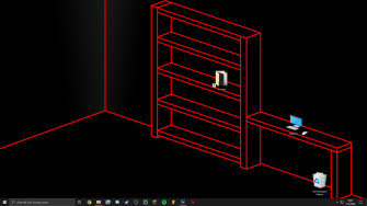 Room With Shelves And Desk Wallpaper