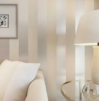 Metallic Glitter Off White And Silver Wide Stripe Modern Wallpaper