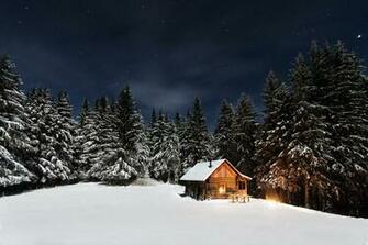 Winter Cabin Wallpaper Full HD