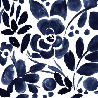 Navy Floral Wallpaper