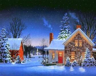 Village D Hiver Wallpaper