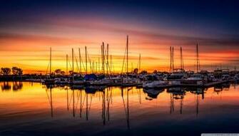 Sunset Harbour Wallpaper Nature