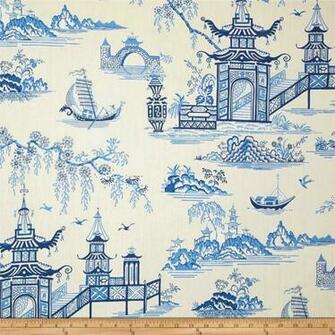 Waverly Lotus Chintz Peaceful Temple And Shoji