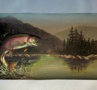 Fishing Rainbow Trout Wallpaper Border Dark Hb112191b New