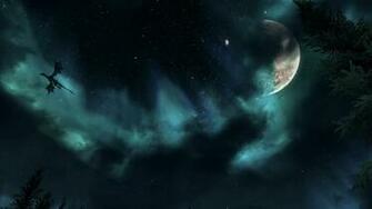 Skyrim Dragon Night Sky Wallpaper By Mallony