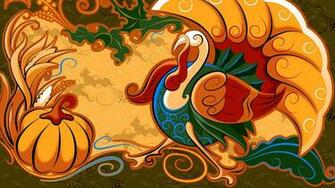 Turkey Pumpkin Thanksgiving Illustration Design Wallpaper