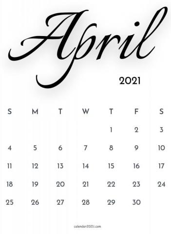April Calendar Wallpaper Top