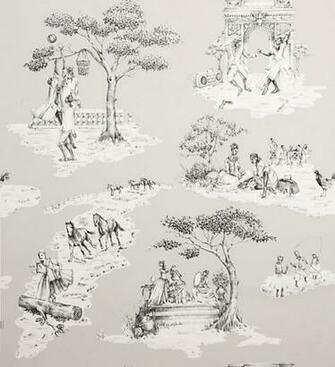 One Kings Lane Sheila Bridges Harlem Toile De Jouy Wallpaper Dove