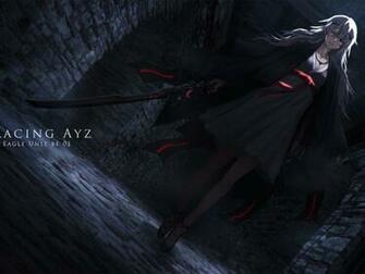 Anime Girl Red Eye Dark Sword Dress White