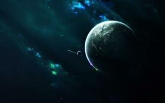Planet Night Moon Stars And Nebula X Close