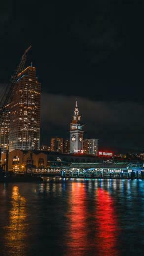 Wallpaper Night City Port Beach San Francisco