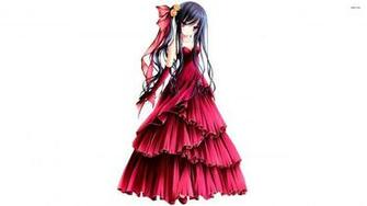 Girl In Vintage Red Dress Wallpaper Anime