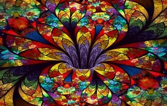 Wallpaper Flower Petals Volume Stained Glass Abstraction