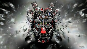 Speakers Face Abstract Guitar Microphone Wallpaper Background