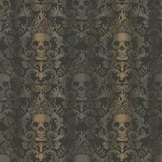 Chesapeake Tot47111 Luther Sand Skull Modern Damask Wallpaper