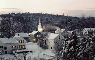 Snowy Village Wallpaper