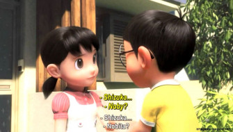 Romantic Moment Nobita And Shizuka Stand By Me Wallpaper