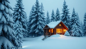 Winter Cabin Wallpaper Image