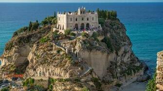 Photos Italy Tropea Cliff Stairs Cities Building