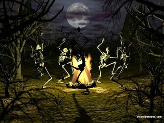 Wallpaper Halloween Dancing Skeleton