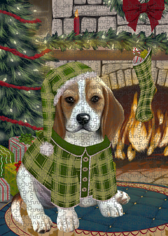 The Stocking Was Hung Beagle Dog Puzzle With Photo Tin Puzl88984