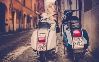 HD Background Piaggio Vespa Scooter Road Italy Rome Rear
