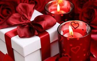 Roses Gift Candles Hearts Valentine S Day Love Wallpaper In