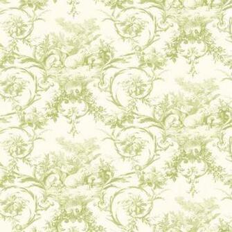 Green Lamby Toile Wallpaper Baby Nursery Kids